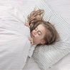 Organic Cotton Duvet Cover - Lola Blush Pink & Thistle Gray Groovy Stripes - Makemake Organics