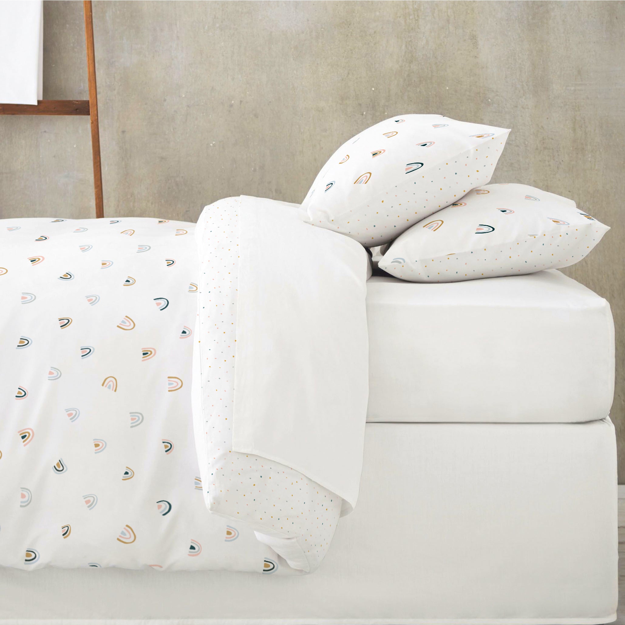 Organic Duvet Cover - Dotty & Rainbow - Makemake Organics