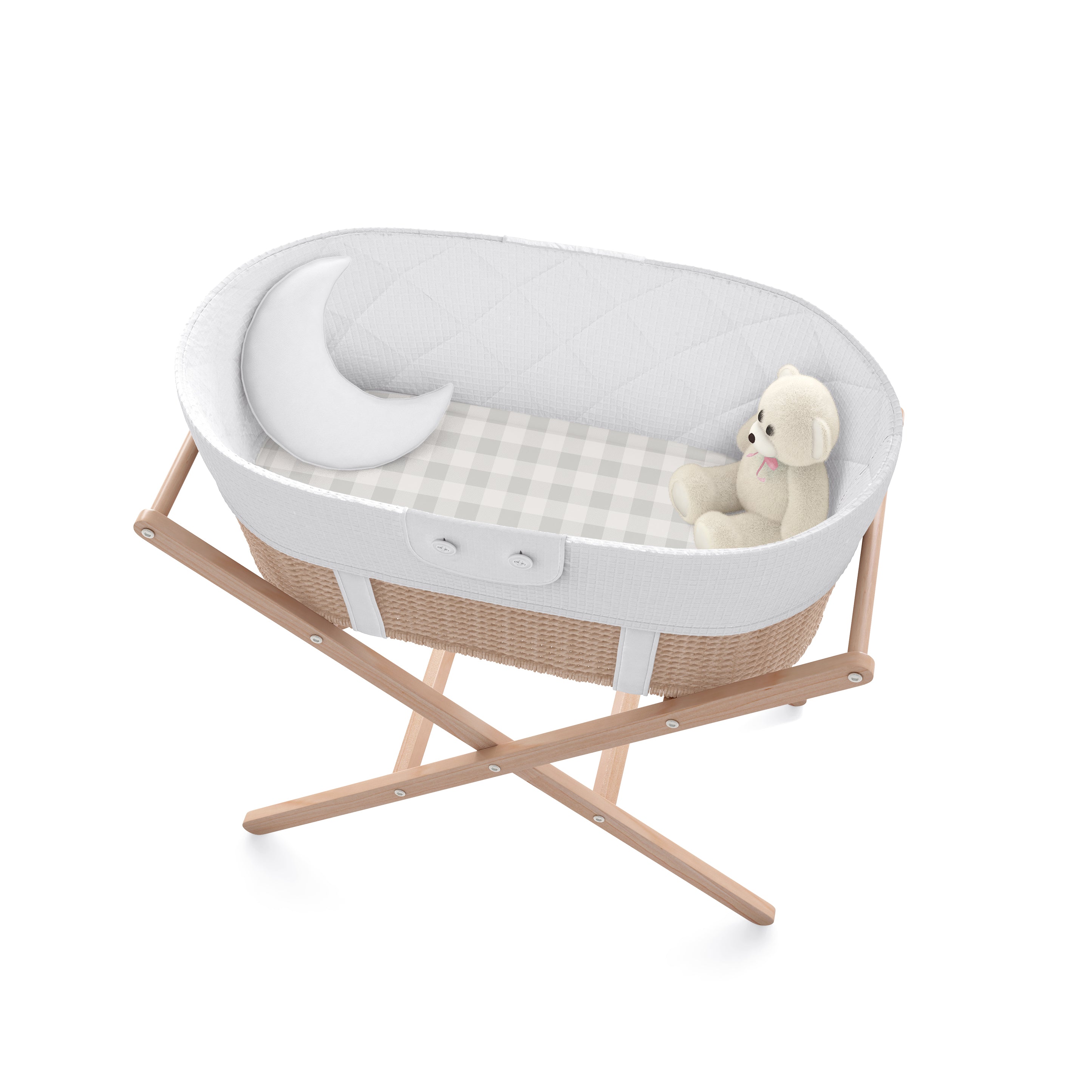 Bassinet Fitted Sheet - Milky Way & Gingham - Makemake Organics