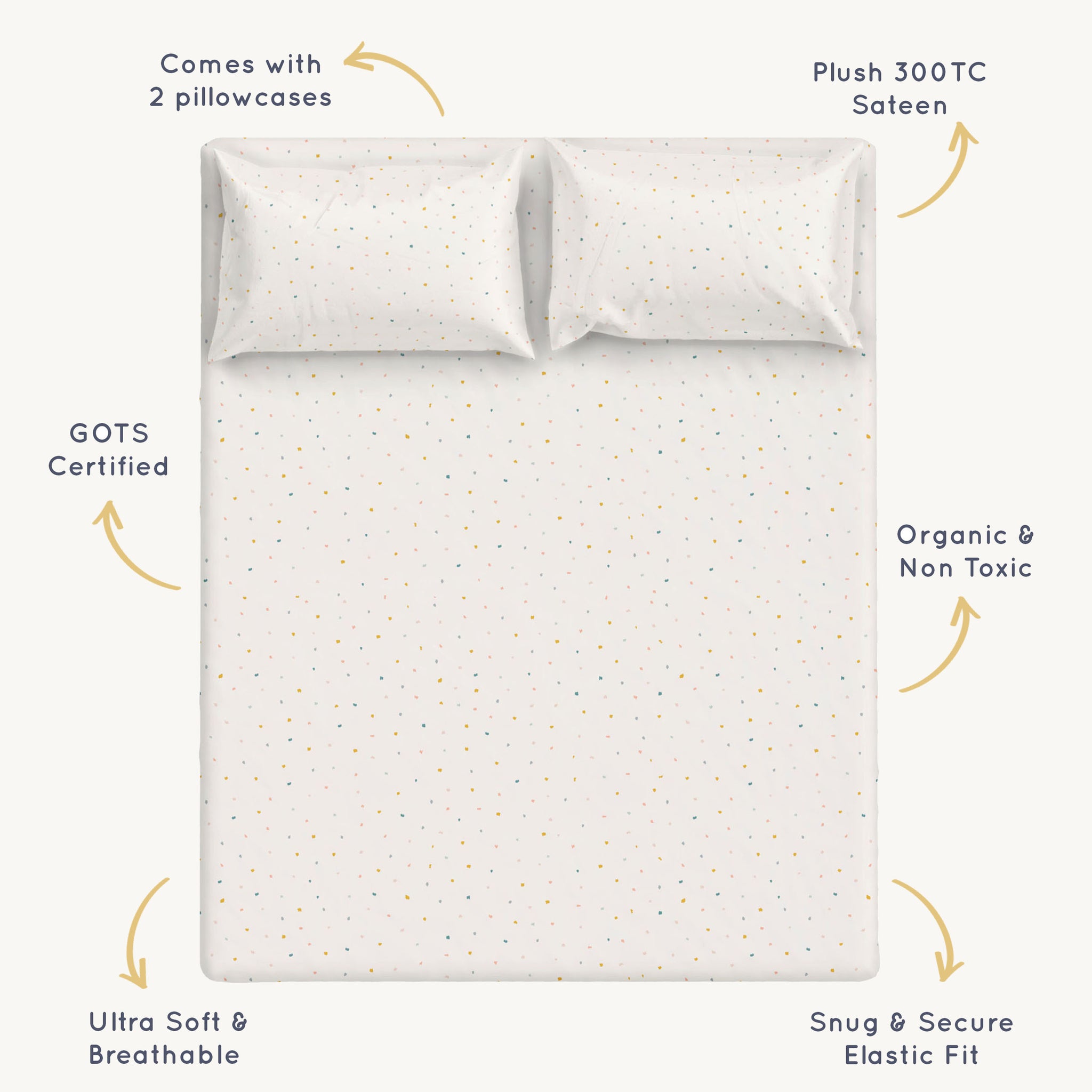 Organic Cotton Sheet Set - Dotty - Makemake Organics