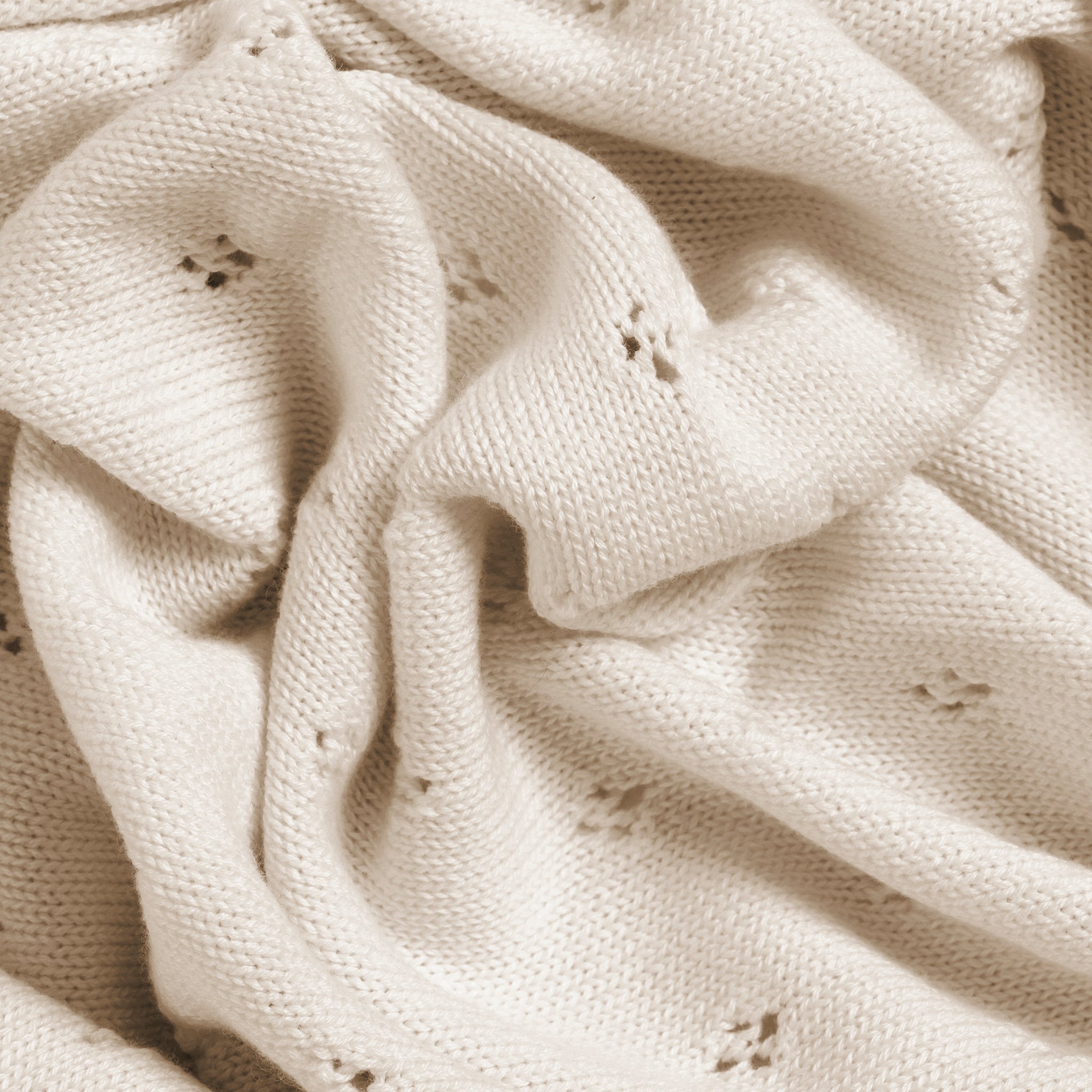 Organic Cotton Pointelle Baby Blanket - Vanilla Natural - Makemake Organics