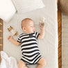 Organic Crib Sheet - Thistle Gray Groovy Stripes (Open Box) - Makemake Organics