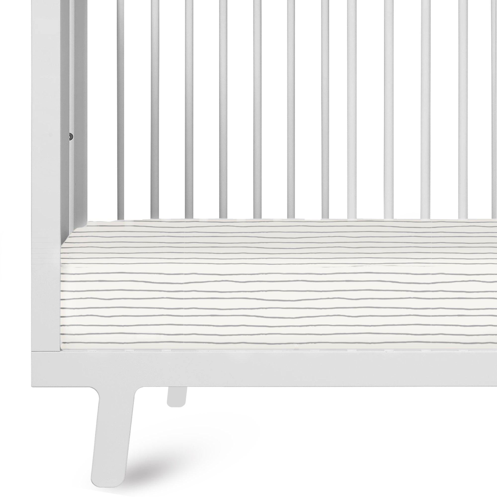 Organic Crib Sheet - Thistle Gray Groovy Stripes (Open Box) - Makemake Organics