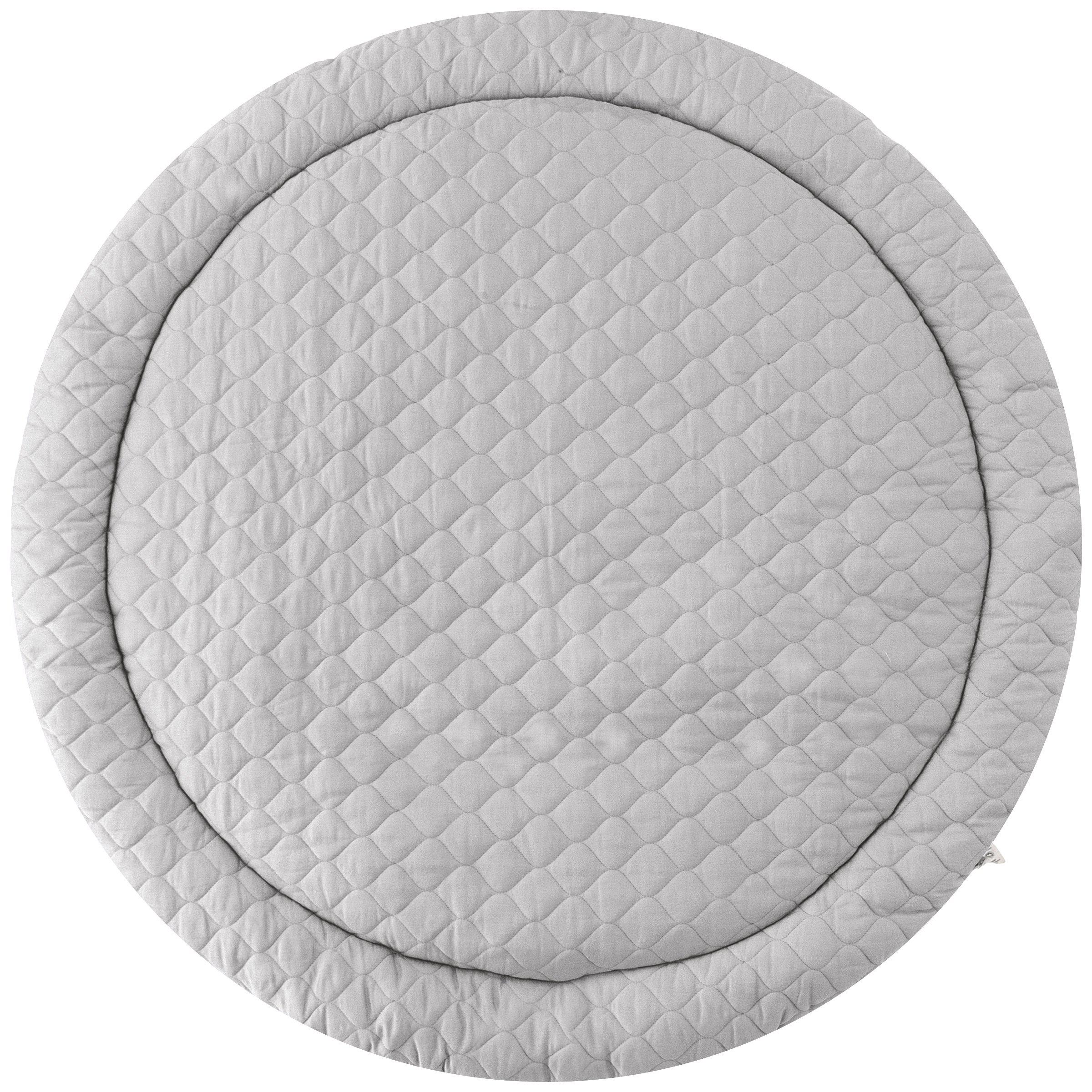 Organic Cotton Quilted Round Play Mat -  Slate Gray - Makemake Organics
