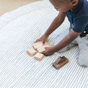 Organic Cotton Quilted Play Mat - Navy Stripes - Makemake Organics