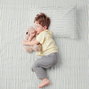Organic Cotton Sheet Set - Navy Blue Stripes - Makemake Organics