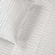 Organic Cotton Sheet Set - Navy Blue Stripes - Makemake Organics
