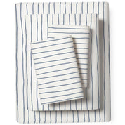 Organic Cotton Sheet Set - Navy Blue Stripes - Makemake Organics