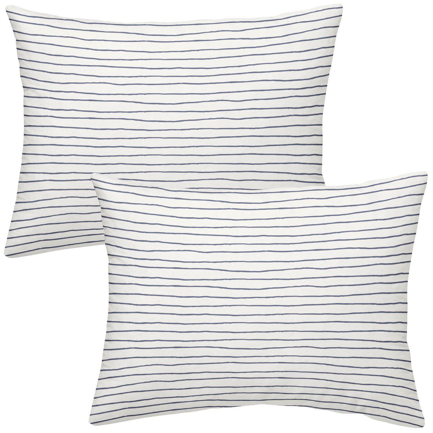 Organic Cotton Toddler Pillowcase - Navy Blue Stripes - Makemake Organics