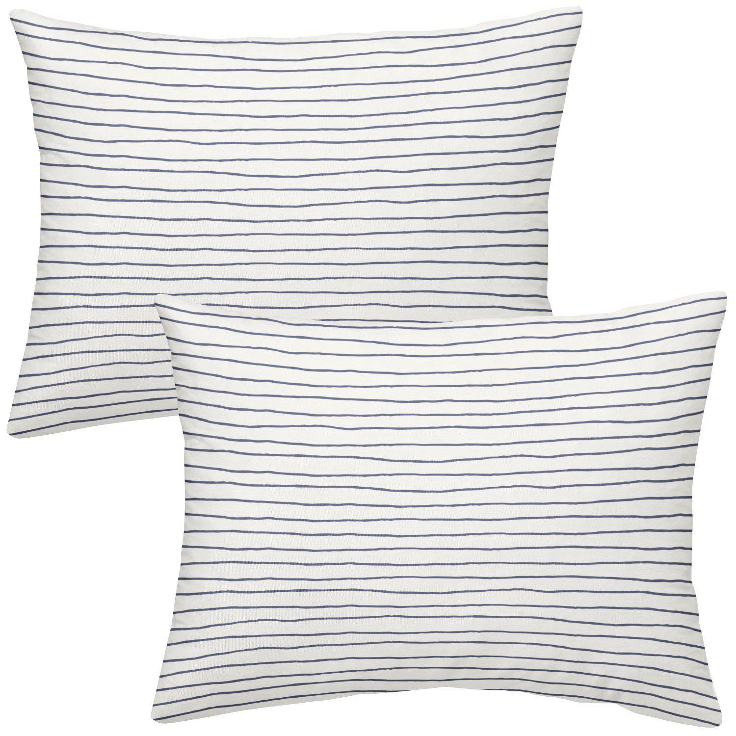 Organic Cotton Toddler Pillowcase - Cobi Blue Stripes - Makemake Organics