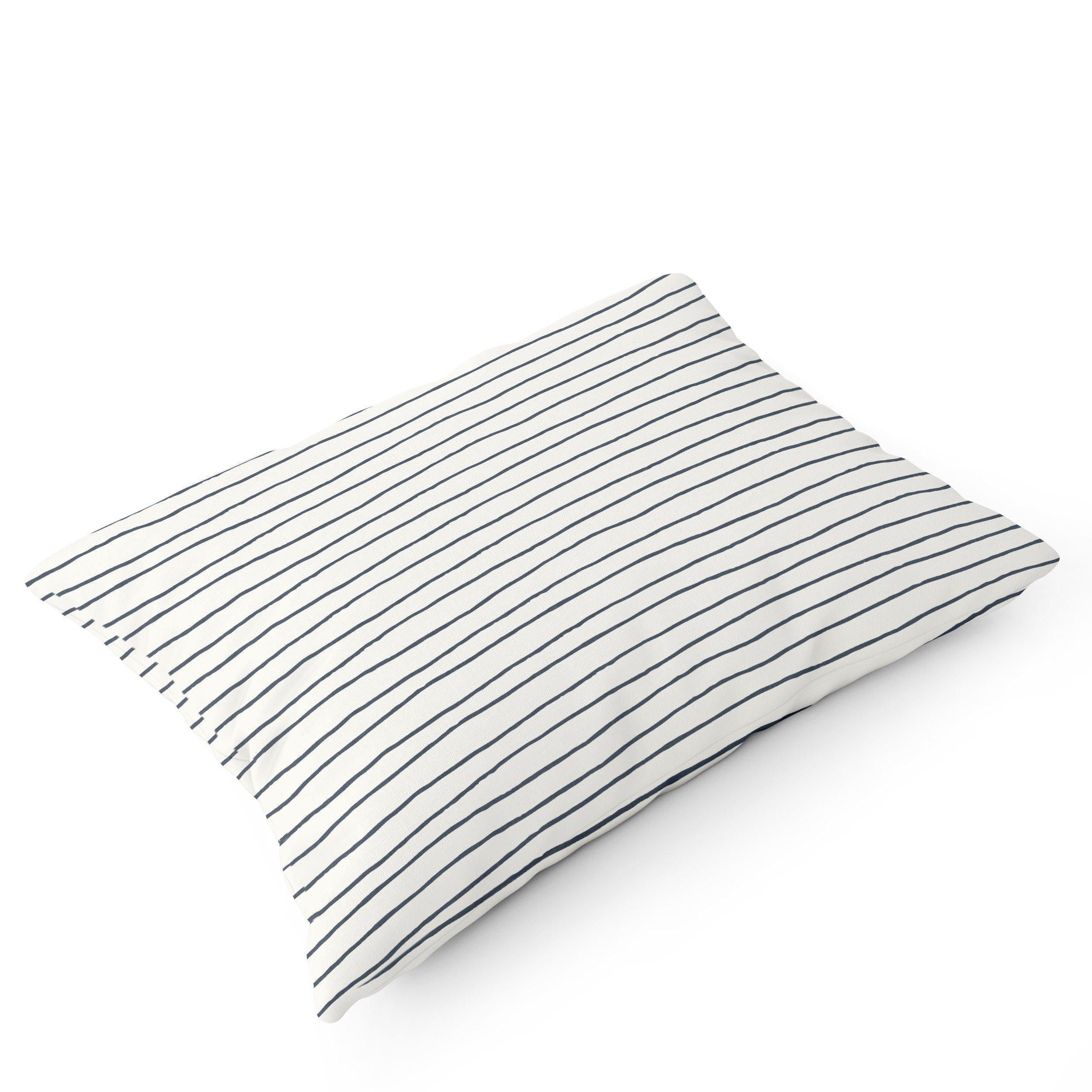 Organic Cotton Toddler Pillowcase - Navy Blue Stripes - Makemake Organics