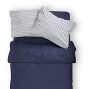 Organic Cotton Toddler Pillowcase - Navy Blue Stripes - Makemake Organics