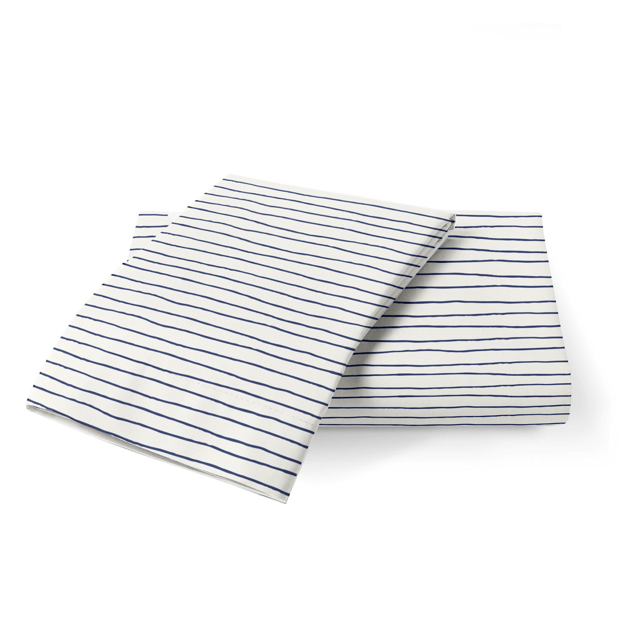 Organic Cotton Toddler Pillowcase - Navy Blue Stripes - Makemake Organics