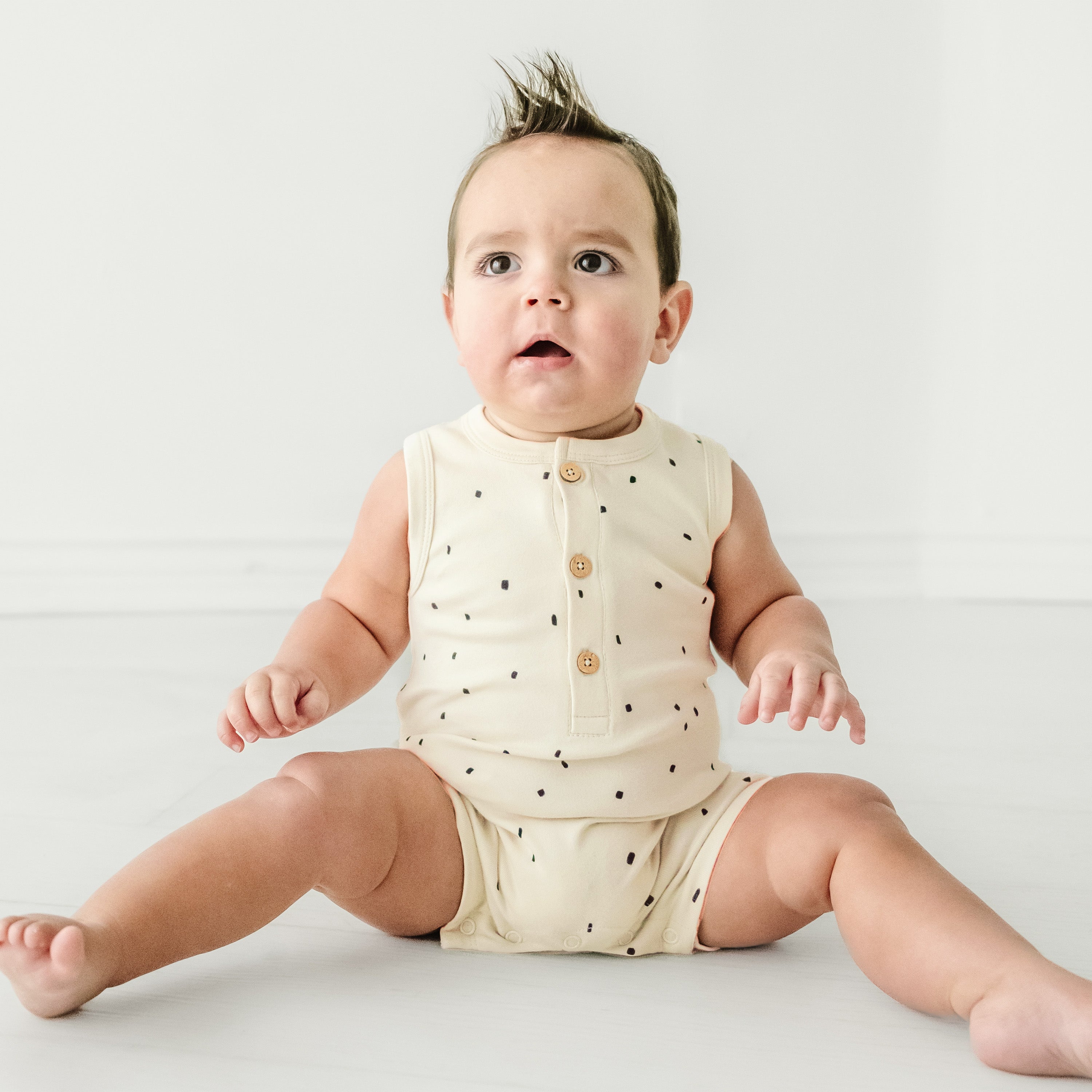 Organic Baby Short Romper - Pixie Dots - Makemake Organics