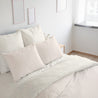 Organic Cotton Duvet Cover - Lola Blush Pink & Thistle Gray Groovy Stripes - Makemake Organics